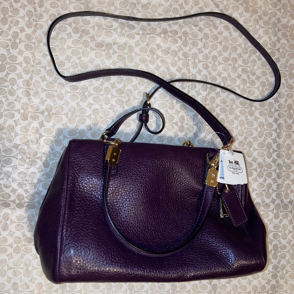 Coach leather mini satchel. Black violet/prune color. 9x7x5.5”